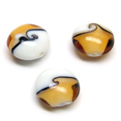 Lampwork karoliukai rudai balti 16 mm