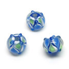 Lampwork karoliukai melsvi 12x8 mm