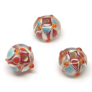 Lampwork karoliukai rausvai melsvi 12x8 mm