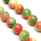 Žadeitas žaliai oranžinis margas apskritas 10 mm