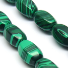 Malachitas dirbtinis šešiabriaunio ovalo formos 12 mm
