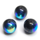 Juodas stiklas vaivorykštine danga rutuliuko formos 14 mm