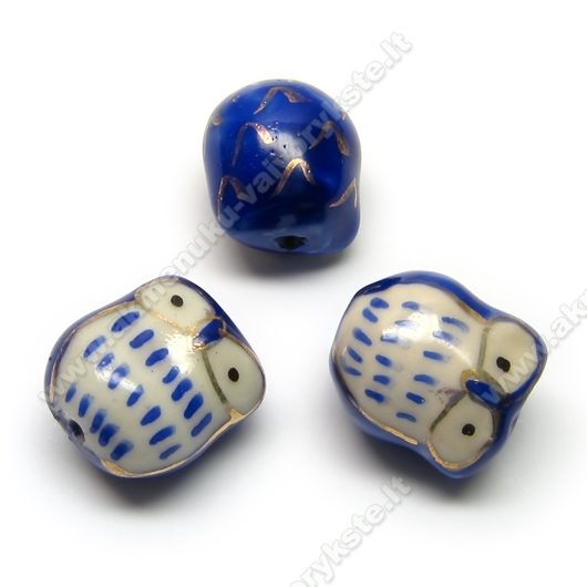 Mėlynos porcelianinės pelėdytės 17 mm