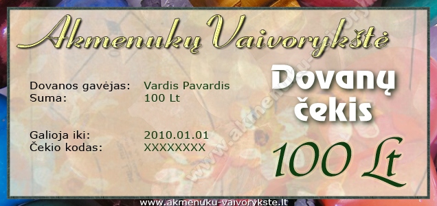 Dovanų čekis 100 Lt vertės