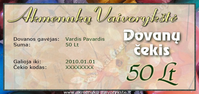 Dovanų čekis 50 Lt vertės