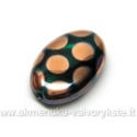 Stiklas tamsios persiškos žalios spalvos taškuotas 16x11mm