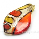Lampwork stiklo pakabukas raudonai geltonas 35x64 mm
