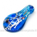 Lampwork stiklo su folija pakabukas mėlynas 55 mm