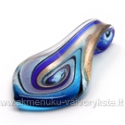 Lampwork stiklo pakabukas mėlynai alyvinis 33x66 mm