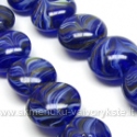 Lampwork stiklas mėlynas plokščio ovalo formos 16 mm