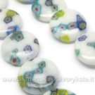 Balti melfiori karoliukai disko formos 20 mm