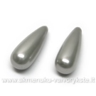 Kriauklės perlai pilkos sidabro spalvos lašelio formos įgręžti iš vienos pusės 22x8 mm