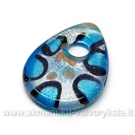 Lampwork stiklo pakabukas lašiukas mėlynas 45x33 mm