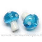Žydras stiklinis grybukas 18x15 mm