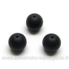 Juodo matinio stiklo karoliukai rutuliuko formos 10 mm