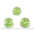 Salotinės lampwork stiklo rondelės su gėlytėmis 13x8 mm