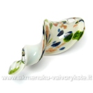 Baltas lampwork stiklo pakabukas - spiralė 65x25 mm