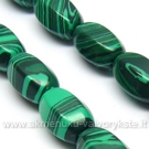 Malachitas dirbtinis šešiabriaunio ovalo formos 12 mm