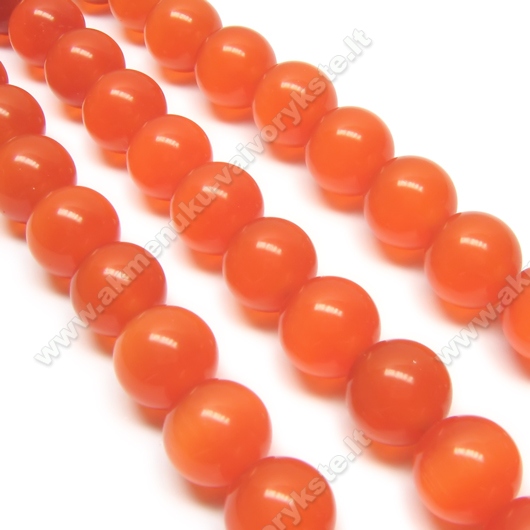 Katės akis pastelinė raudonai oranžinė rutuliuko formos 12 mm