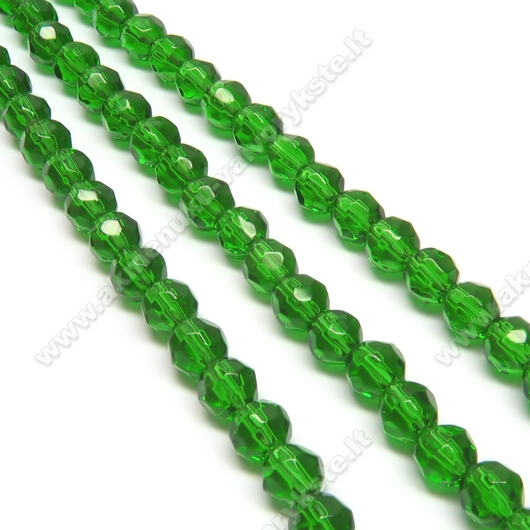 Stiklas žalias facetuotas 6 mm
