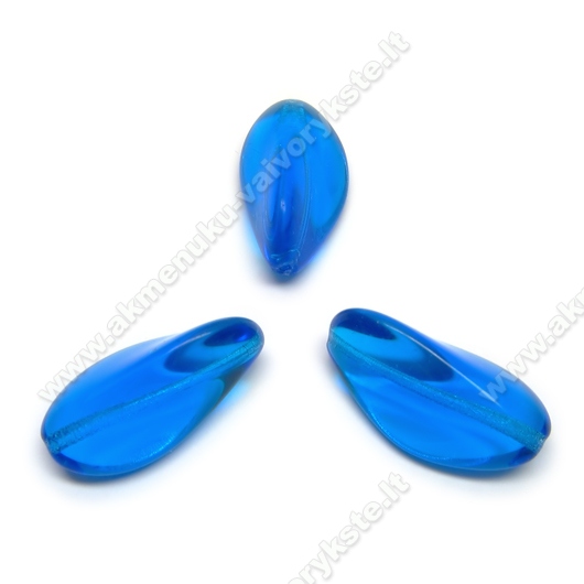 Mėlynas stiklas tribriaunio lapelio formos 24 mm