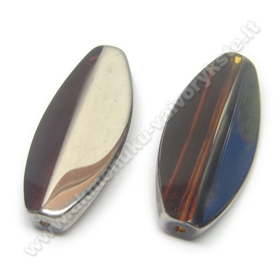 Rudas stiklas sidabruotais kraštais 36 mm