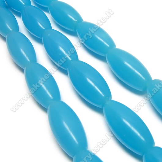 Žadeitas dirbtinis žydras ovalinio cilindro formos 30x15 mm