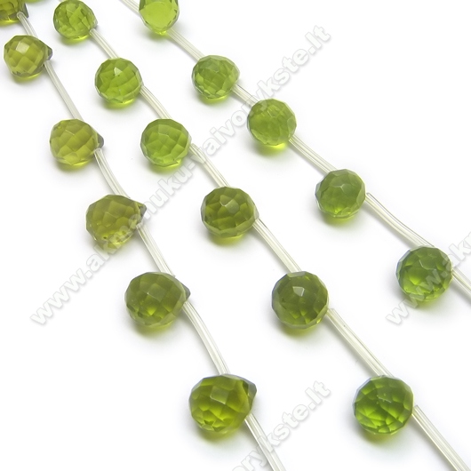 Facetuotas stiklas žalias lašiuko formos 8 mm