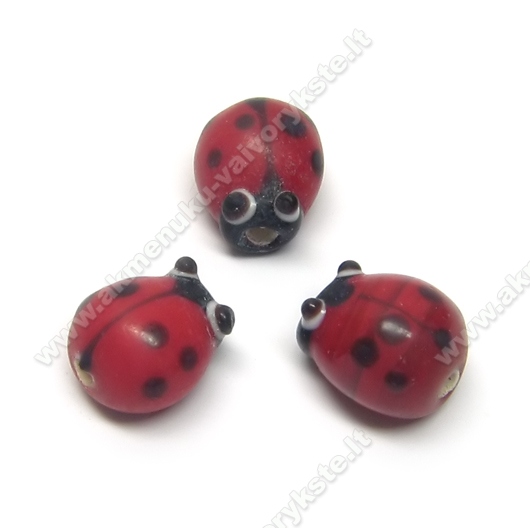 Lampwork boružėlės raudonos spalvos 12x9 mm