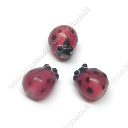 Lampwork boružėlė pusiau skaidri alyvinės spalvos 10x13 mm