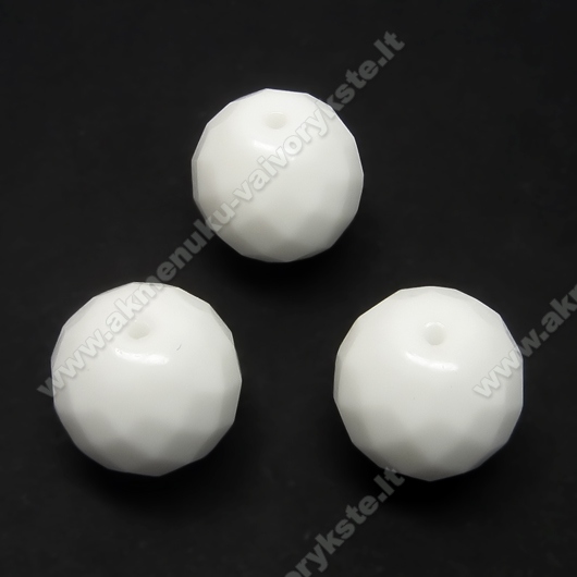 Stiklas baltas facetuotas 14 mm
