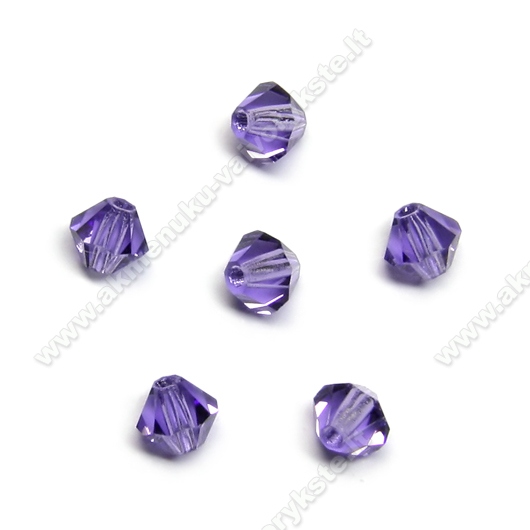 Čekiškas stiklas violetinis dvipusio konuso formos 4 mm