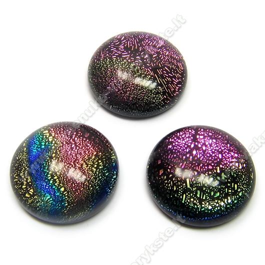 Rankų darbo "Dichroic" stiklo kabošonas alyvinis įvairiaspalvis 18 mm