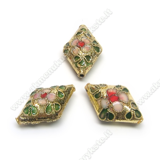Cloisonne karoliukai aukso spalvos 20x13 mm