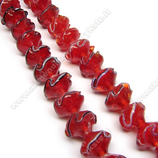 Lampwork gėlytė raudonos spalvos 14 mm