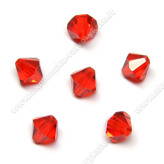 Čekiškas stiklas raudonas dvipusio konuso formos 6 mm