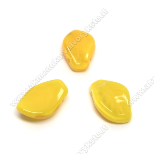 Geltonas stiklinis lapelis 9x14 mm