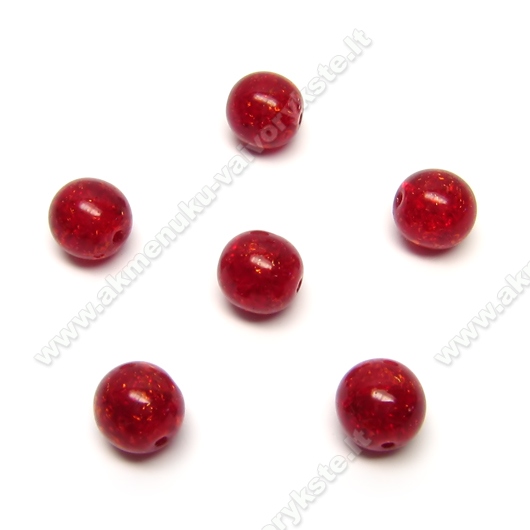 Raudonas daužto stiklo karoliukas 8 mm