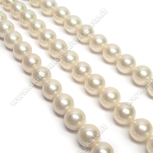 Kriauklės perlai šviesiai kreminės spalvos 8 mm
