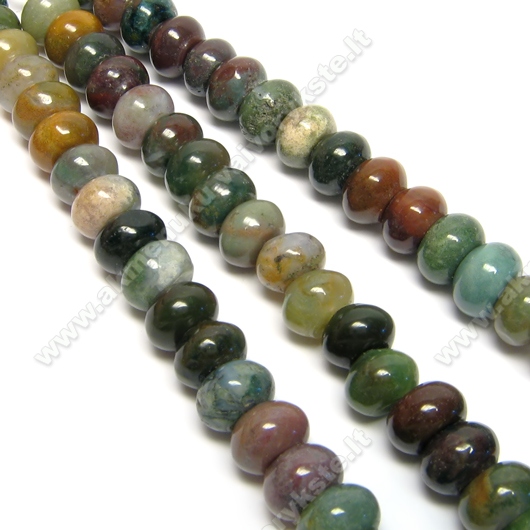Įvairių akmenėlių (II) 5x8 mm rondelių juosta 20 cm