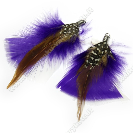 Plunksnų pakabukas pūkuotas violetinės spalvos 8 cm