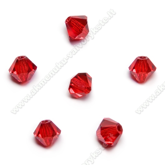 Čekiškas stiklas raudonas dvipusio konuso formos 4 mm
