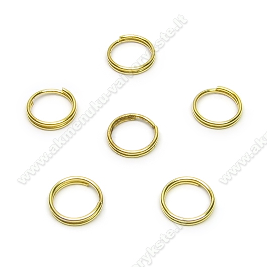 Dvigubi metaliniai žiedeliai aukso spalvos 7 mm - 10 vnt.