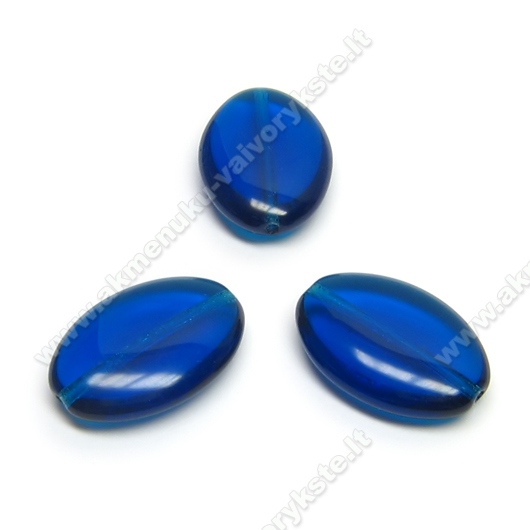 Stiklas mėlynas plokščio ovalo formos 19x13 mm