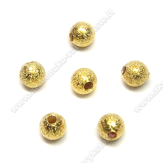 Aukso spalvos metaliniai karoliukai "žvaigždžių dulkės" 6 mm