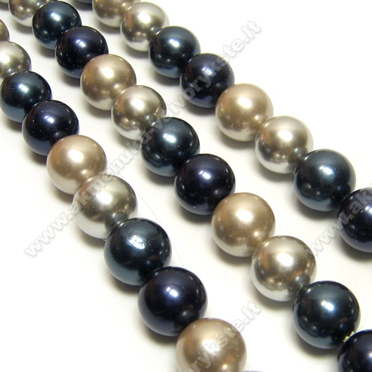 Kriauklės perlų juosta "Mėlyna-pilka" 10 mm