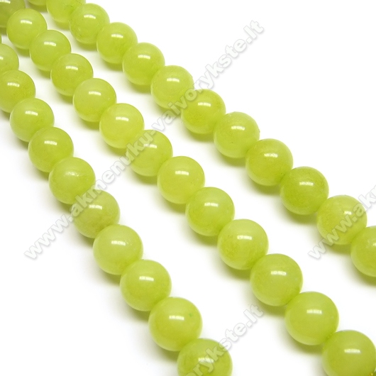 Žadeitas žalios alyvuogės spalvos apskritas 8 mm.