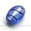 Lampwork stiklas mėlynas su juodais dryžiukais s 15x10 mm