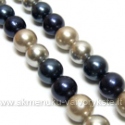 Kriauklės perlų juosta "Mėlyna-pilka" 10 mm