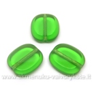 Žalio stiklo karoliukas matiniais kraštais stačiakampio formos 14x12 mm